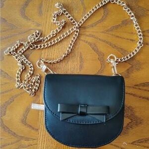 Anne Klein Mini wallet on chain Black/gold w/Bow NWT